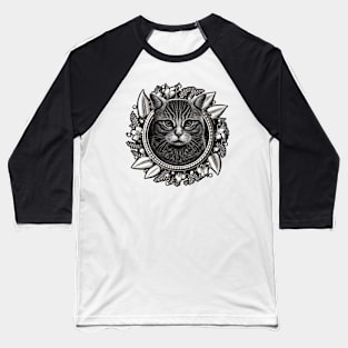 Cute Black and white Tabby cat Baseball T-Shirt